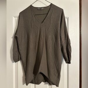 Suzy Shier v neck sweater khaki color